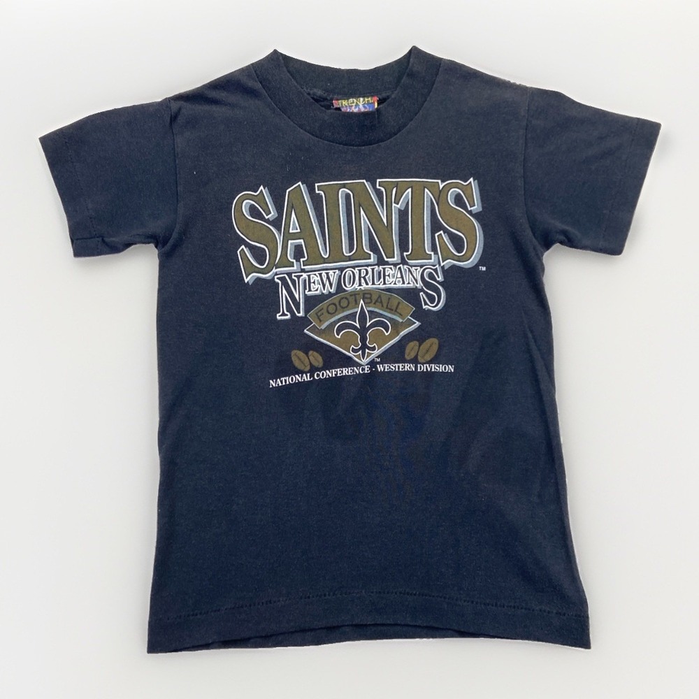 New Orleans Saints Kids Shirt M Black Football NFL 90s Youth Vintage